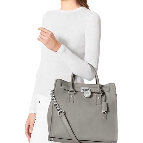 Michael Kors Grey Hamilton Saffiano Large Leather Tote Bag - Picture 4 of 15